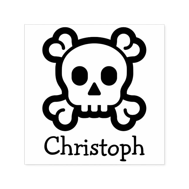 Simply Symbols / Icons - SKULL & BONES + Name Self-inking Stamp (Design)