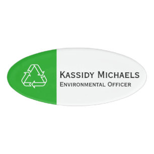 Simply Symbols - RECYCLING + your text & ideas Name Tag