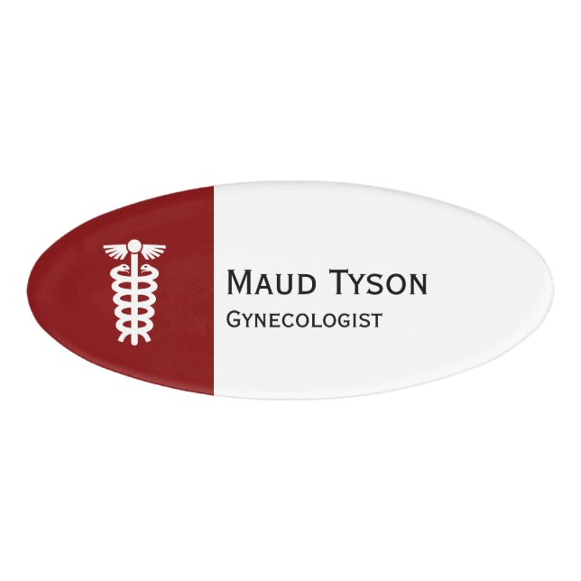 Simply Symbols - Rod of Asclepius + your ideas Name Tag (Front)