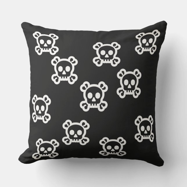 Simply Symbols - SKULL & BONES + your ideas Outdoor Pillow (Front)