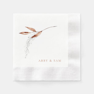 Simply Terracotta Wedding Couple Names Coined Napkins
