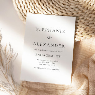 Simply Text Black White Engagement Announcement