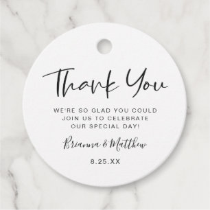 Simply Thank You Black and White Personalized Favor Tags