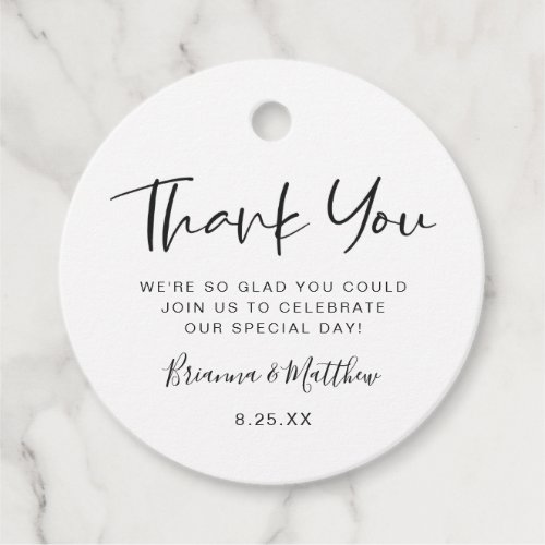Simply Thank You  Black and White Personalized Favor Tags