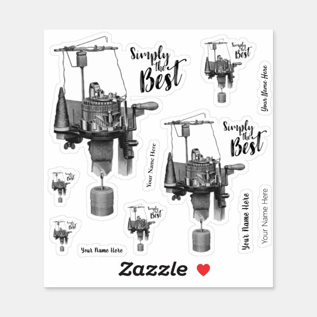 Simply the Best Personalize Sock Knitting Machine  Sticker (Sheet)