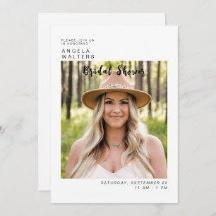 Simply the Bride Photo White Bridal Shower Invitation