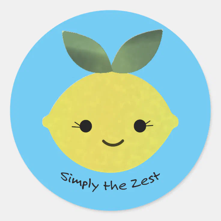 Simply the Zest Cute Kawaii Lemon Classic Round Sticker | Zazzle