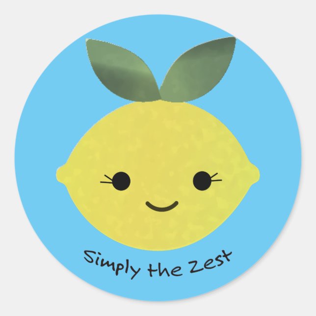 Simply the Zest Cute Kawaii Lemon Classic Round Sticker (Front)