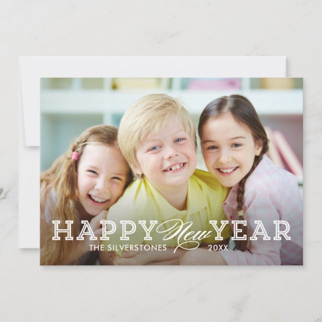 Simply Timeless Happy New Year Photo Card (Front)