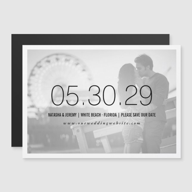 Simply Timeless Save The Date Photo Magnet Card (Front/Back)