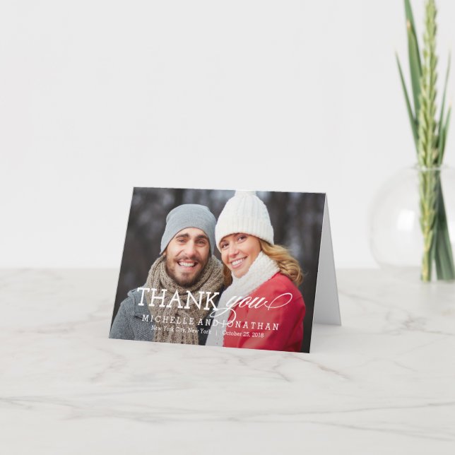 Simply Timeless Wedding Photo Thank You Card (Front)