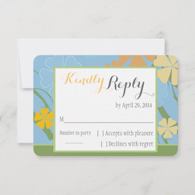 Simply Tropical Wedding RSVP card (Front)