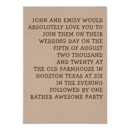 informal wedding invitation