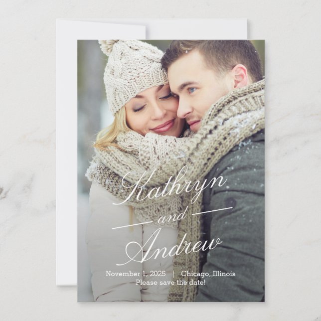Simply Us Editable Color Save The Date Card (Front)