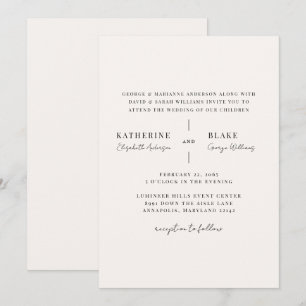 Simply Us Light Champagne Modern Wedding Invitation