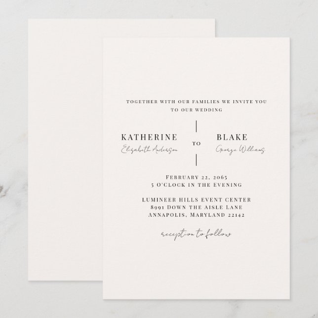 Simply Us Light Champagne Wedding II Invitation (Front/Back)