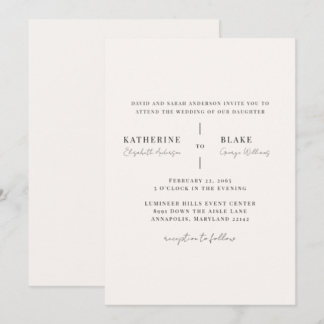Simply Us Light Champagne Wedding  Invitation (Front/Back)