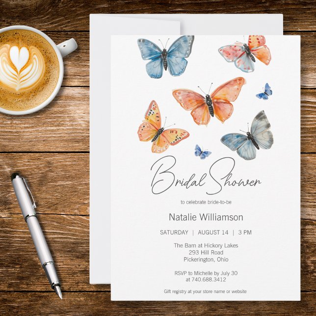 Simply Watercolor Butterflies Bridal Shower  Invitation (Creator Uploaded)