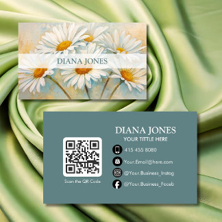 Simply Watercolor Flowers Floral qr code logo Business Card