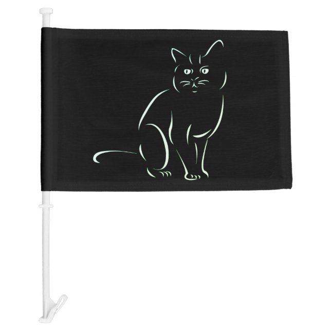 Simply White Kitty Cat Car Flag (Front)