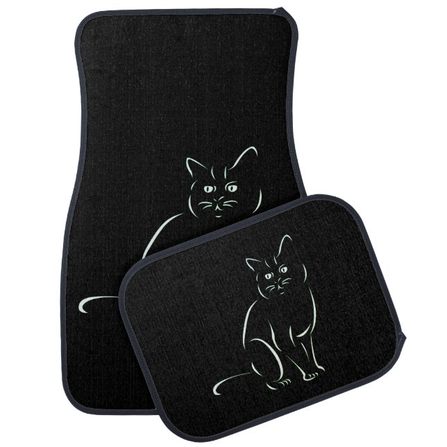 Simply White Kitty Cat Car Floor Mat (Set)