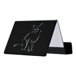 Simply White Kitty Cat Desk Business Card Holder