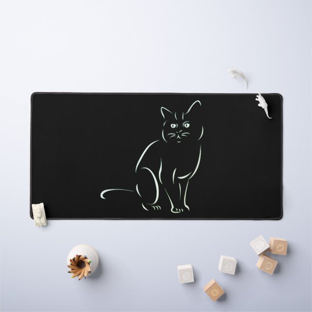 Simply White Kitty Cat Desk Mat (Kids Table)