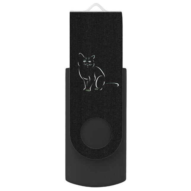 Simply White Kitty Cat Flash Drive (Front Vertical)