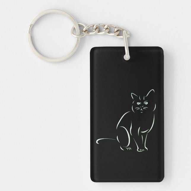 Simply White Kitty Cat Keychain (Front)