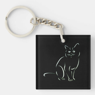 Simply White Kitty Cat Keychain