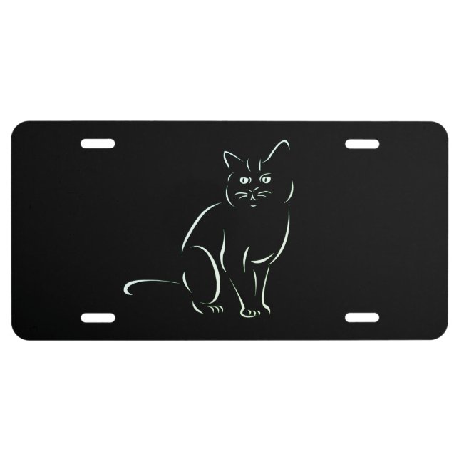 Simply White Kitty Cat License Plate (Front)