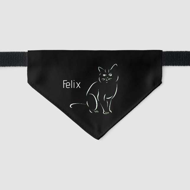 Simply White Kitty Cat name Pet Bandana Collar (Front)