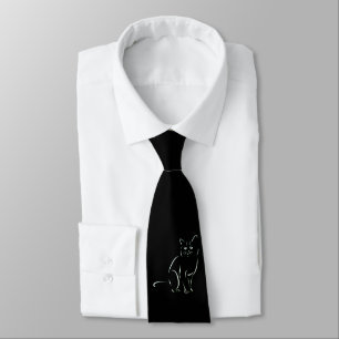 Simply White Kitty Cat Neck Tie