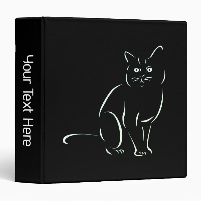 Simply White Kitty Cat Personal name 3 Ring Binder (Front/Spine)