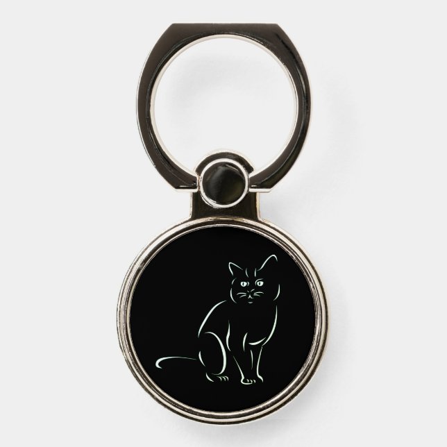 Simply White Kitty Cat Phone Ring Stand (Front)