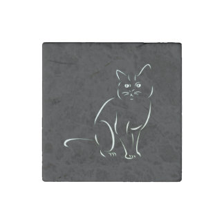 Simply White Kitty Cat Stone Magnet