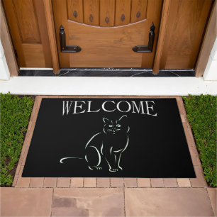 Simply White Kitty Cat Welcome Doormat