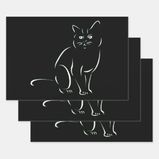 Simply White Kitty Cat Wrapping Paper Sheets