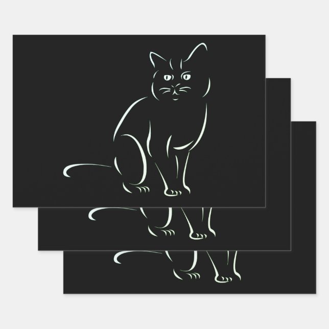 Simply White Kitty Cat Wrapping Paper Sheets (Set)