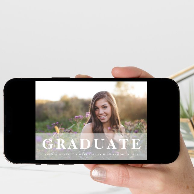 Simply White | Photo Graduation Announcement Card (Front Digital)