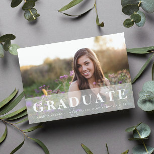 Simply White Photo Graduation Announcement Card