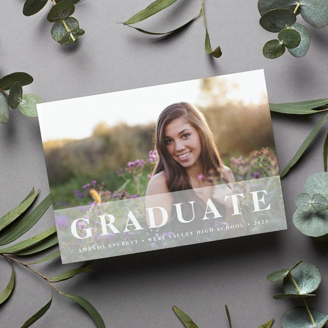 Simply White | Photo Graduation Announcement Card (Creator Uploaded)
