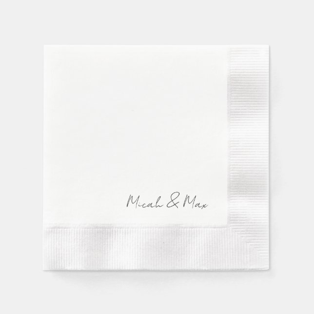 Simply White Script Names Coined Napkins (Front)