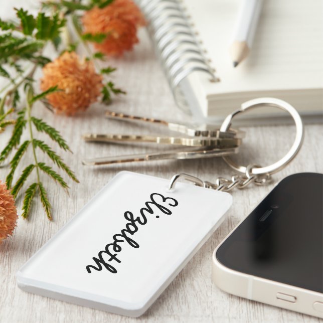 Simply White Solid Color Personalize It Custom Keychain (Front Right)
