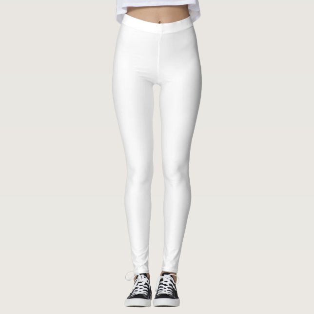 Simply White Solid Color Personalize It Custom Leggings (Front)