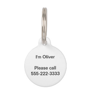 Simply White Solid Color Personalize It Custom Pet Name Tag