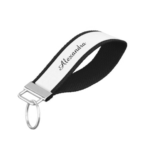 Simply White Solid Color Personalize It Custom Wrist Keychain