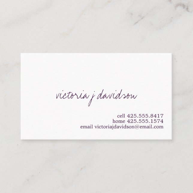 Simply You Calling Card (Front)