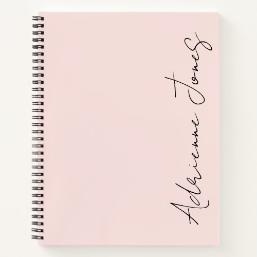 Simply Your Name Pastel Pink  Black Notebook