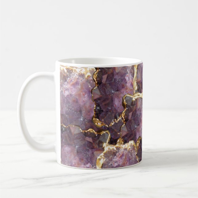 Simplydone Amethyst crystal and gold collage mug (Left)
